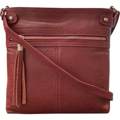Vera Pelle dámská kožená crossbody kabelka vínová 1660 d10