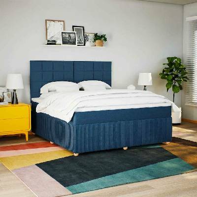 vidaXL Boxsprings matrací modrá textil
