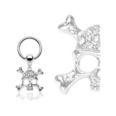 Šperky4U piercing kruh s ozdobnou lebkou K01009