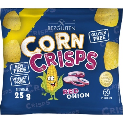 Bezgluten Corn Crisps kukuřičné lupínky s červenou cibulí bez lepku 25 g