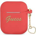Guess Калъф Guess GUA2LSCHSR за AirPods, червен, силикон, Charm Heart Collection (GUA2LSCHSR)