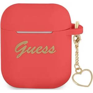 Guess Калъф Guess GUA2LSCHSR за AirPods, червен, силикон, Charm Heart Collection (GUA2LSCHSR)
