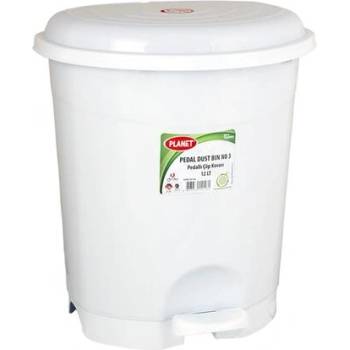 PLANET Кош за отпадъци, с педал, пластмасов, 22 L, бял (UP127-WHITE)