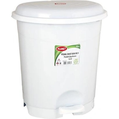 PLANET Кош за отпадъци, с педал, пластмасов, 22 L, бял (UP127-WHITE)