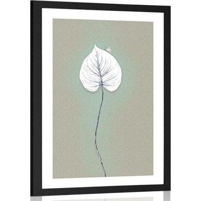 Plakát s paspartou osamělý list - 30x45 no frame