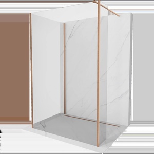 Mexen Kioto стена за душ Walk-in 105 x 100 x 40 см, прозрачна, четкана мед - 800-105-100-221-65-00-040 (800-105-100-221-65-00-040)