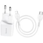 hoco. Зарядно Hoco N10 220V PD20W charger с кабел Type-C to Lightning - Бяло