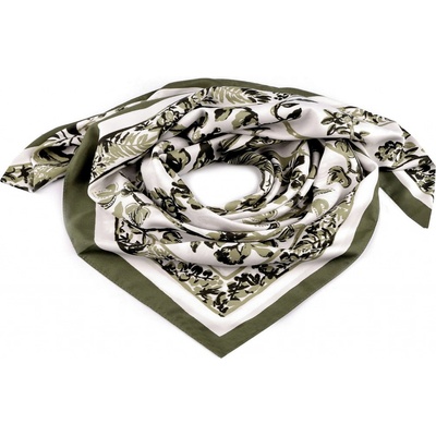 Saténový šátek 1 zelená khaki