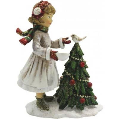 Figurka holčičky s vánočním stromkem – 9x5x12 cm