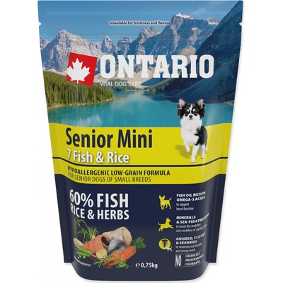 Ontario Senior Mini 7 Fish and Rice 0,75 kg