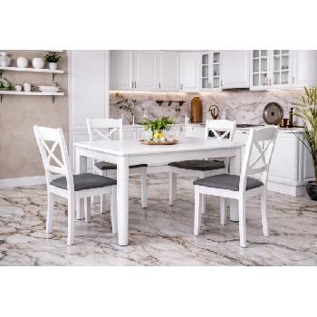 ЕВРОМАР Разтегателна трапезна маса Saragosa - Бяла мат