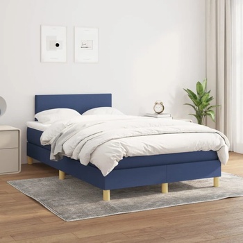 vidaXL Боксспринг легло с матрак, синьо, 120x200 см, плат (3140447)