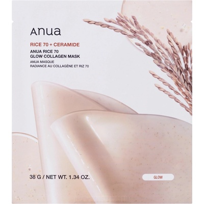 Anua Rice 70 Glow Collagen Mask Rozjasňujúca plátienková maska s kolagénom 38 g