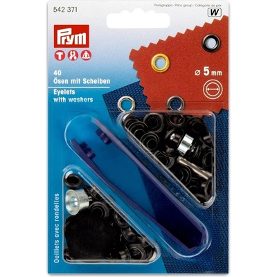 PRYM Průchodky s podložkou + narážeč, 5 mm, černé