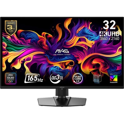 MAG 322UP, 31.5" 165Hz, UHD (3840x2160) 16: 9, QD-OLED, 0.03ms, 250nits, 1x DP, 2x HDMI, 1xType-C, 1x Headphone out (MAG_322UP_QD-OLED_E16)