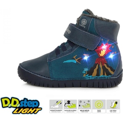 D.D.Step dětské zimní boty W050-323A blikající/LED diody