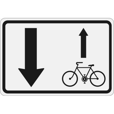 Dopravní značka E12b Vjezd cyklistů v protisměru povolen