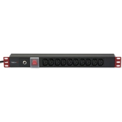 TECHLY I-CASE STRIP-10C 19" 1U Захранваща лента, 10x C13 контакт, C14 щепсел за UPS (I-CASE STRIP-10C)