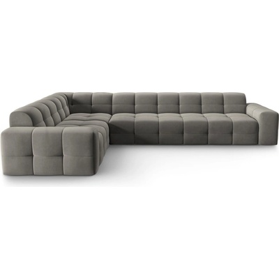 Micadoni Ъглов диван от сиво кадифе (ляв ъгъл) Kendal - Micadoni Home (MIC_LC_L_121_F1_KENDAL2)