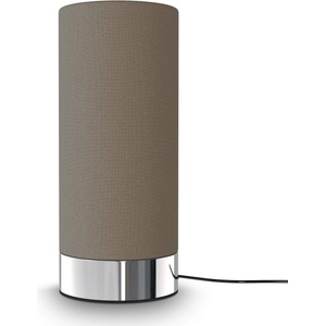 B. K. Licht - Touch Table Lamp, Dimmable, E14 Socket, Cylinder Fabric Shade, Table Lamp, Nightstand Light, Desk Lamp, Reading Lamp, Reading Light, 24.4x11 cm (DxH), Chrome-Taupe - BKL1438 (BKL1438)