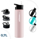 Wessper Láhev na pití z nerezové oceli nepropustná termoska Bpa Free se 3 víčky Růžová 700 ml