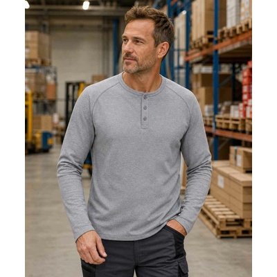 Portwest tričko Henley KA370 dlouhý rukáv šedá
