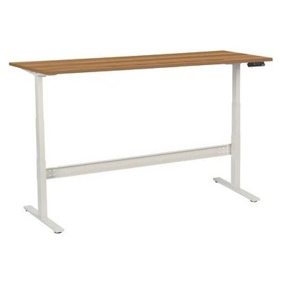 Manutan Výškově nastavitelný kancelářský stůl Manutan, 200 x 80 x 62,5 - 127,5 cm, rovné provedení, ABS 2 mm, ořech 56490