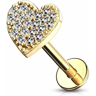 S4U Piercing do brady srdíčko 1,2 x 8 mm (žluté zlato) LB1084-1208-GDC