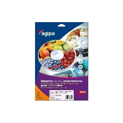 Etikety univerzálne na CD/DVD priemer 114mm Agipa 100 hárkov