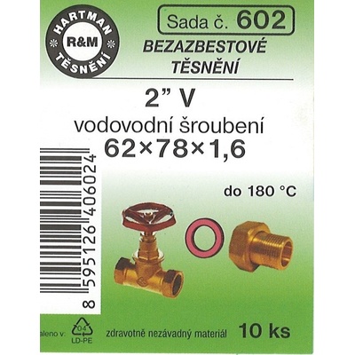 HARTMAN těsnění bezasbestové 2" 62*78mm, sada č. 602