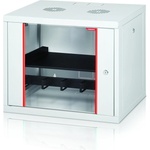 Formrack 19" Wall Mounted rack 7U 555/450mm, removable locking sides, height: 371mm, loading capacity: 100kg. , tempered glass door, 19" front rails (back rails optionable) (GLD-7U450)