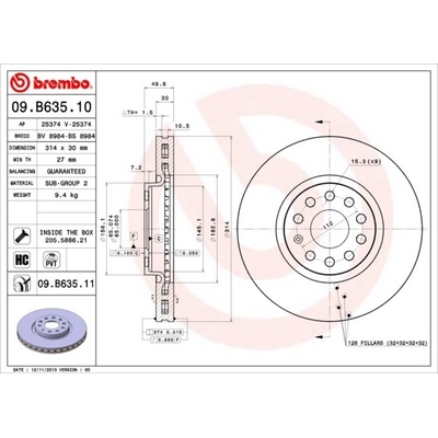 Brzdový kotúč BREMBO 09.B635.11