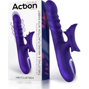 Action No. Fourteen Thrusting & Waving Function with Rabbit Liquid Silicone Purple