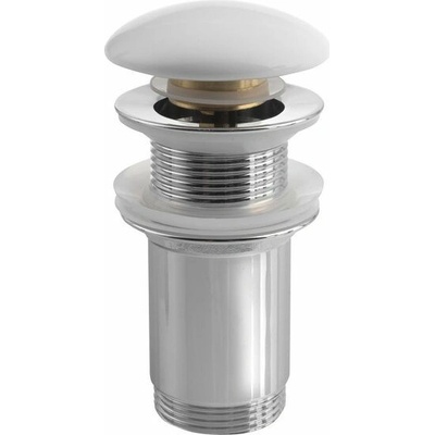 Sapho Umyvadlová výpust 5/4“, Click-Clack, keramická zátka pro umyvadla bez přepadu, bílá, AR900
