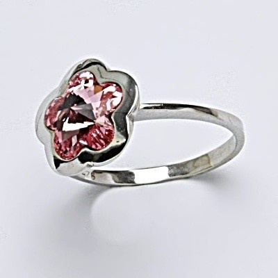 Čištín Stříbrný s krystalem Swarovski light rose kytička T 1296