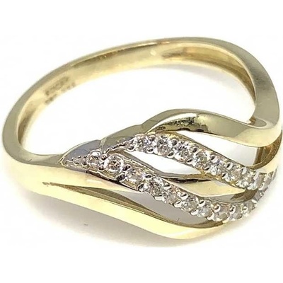 Diante Zlatý prsten s bílým kamenem 59625043