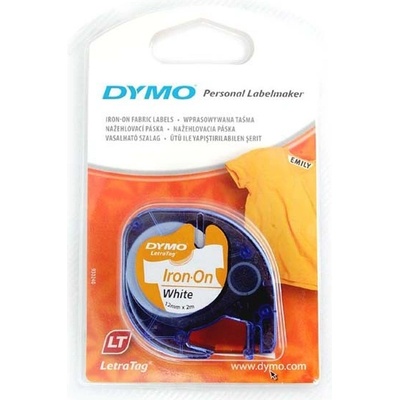Páska Dymo LetraTag 12mm x 2m, černý tisk/bílý podklad, zažehlovací, 18770, S0718860