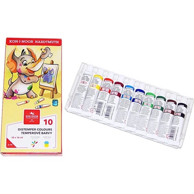 Koh-i-noor barvy temperové v tubě, 16 ml 10 barev, Slon