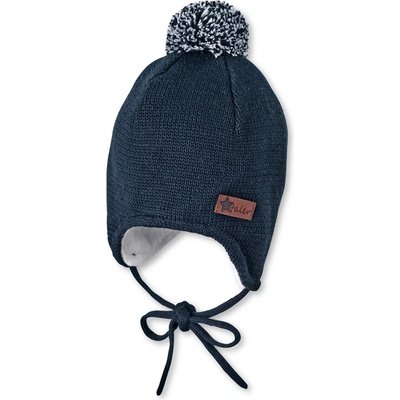 Sterntaler Детска зимна шапка (beanie) Sterntaler Kid's OCS Knitted Beanie Pompom Beanie - Marine - размер 45 cm (904-2474-0116)