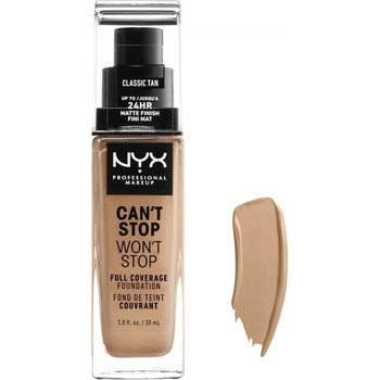 NYX Professional Makeup Can't Stop Won't Stop 24 hour Foundation Vysoce krycí make-up 12 Classic Tan 30 ml