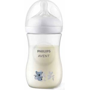 Philips Бебешко шише Philips Avent - Natural Response 3.0, с биберон 1m+, 260 ml, Коала (SCY903/67) - baby