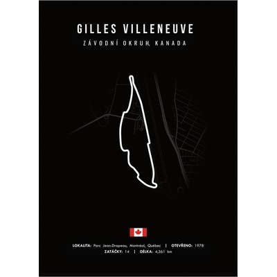 Jen tak z lásky Plakát Závodní okruhy Rozměr plakátu: 30 x 40 cm, Závodní okruh: Gilles Villeneuve, Barevná varianta: Černá