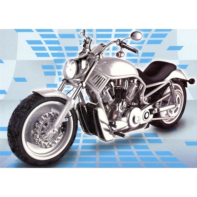 Pohlednice stříbrná motorka