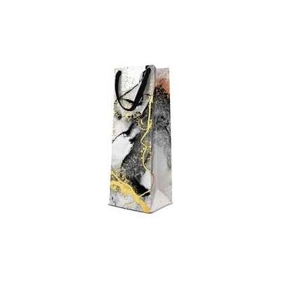Darčeková taška na fľašu - Marble 12x10x37 cm