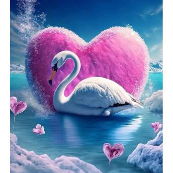 Norimpex - Puzzle Diamant painting: Swan and heart 30x40cm - 1 - 39 piese