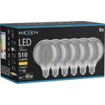 Mexen Vintis 6x LED спирална филтaмент крушка E27, G95, 6W, Топла - 2700K, 510 lm, димно (L167-E27-0627-70x06)