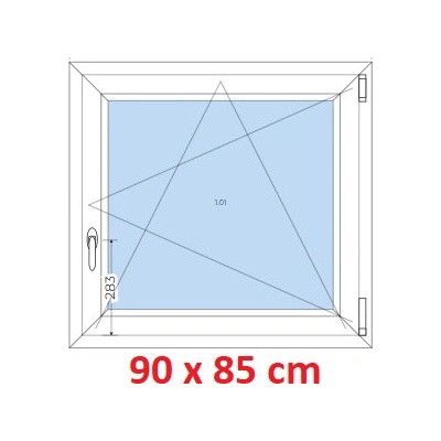 Soft Plastové okno 900 x 850 mm, otevíravé a sklopné, Antracit struktura/bílá