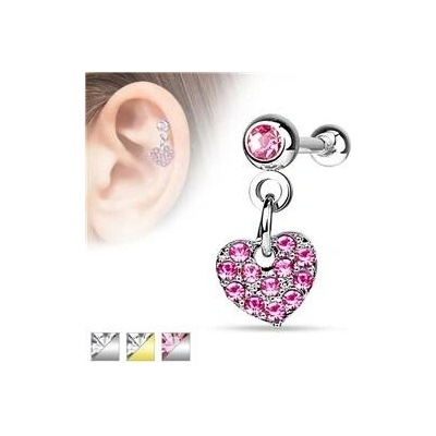 Piercingate činka do ucha srdíčko PNC00062 růžová