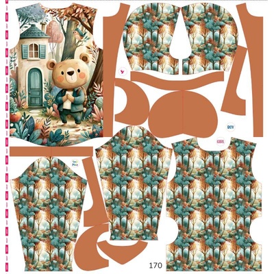 Takoy Panel se střihem 170 dětská softshellová bunda medvídek Félix-NS-29529