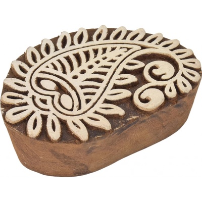 Sanu Babu Vyřezávané razítko paisley palisandr 6x4cm